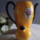 Théière jaune et noire, médaillon floral, porcelaine Deuschland, 1920 env