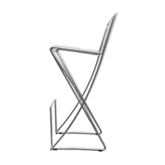 Postmodern German Kreuzschwinger bar stool by Till Behrens for Meyer Stahlmöbel, 1980s.