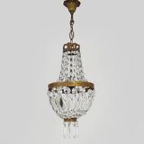 Antique Italian hot air balloon chandelier, glass pendants. Chandelier with pendants. 1970s