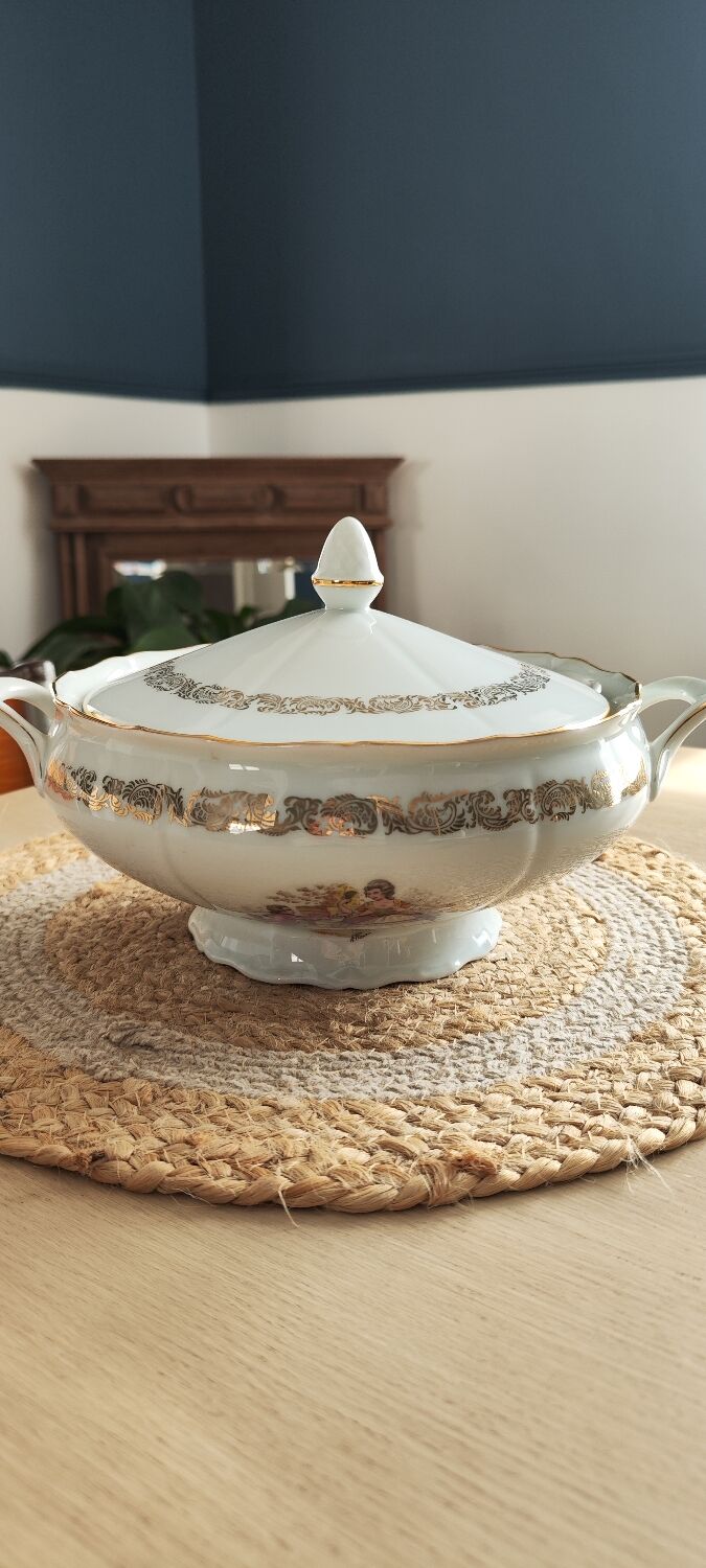 ANCIEN BOL PORCELAINE DE CHINE sertie d'étain. ANTIQUE CHINESE BOWL