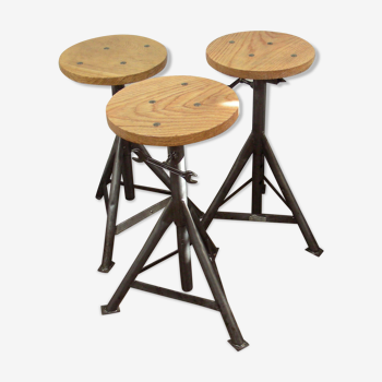4 metal wooden stool resettleable industrial workshop