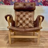 "Pernilla" armchair leather "Bruno Mathsson" 1960.