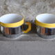 Series of 6 ceramic and stainless steel cups - 70s - Vintage