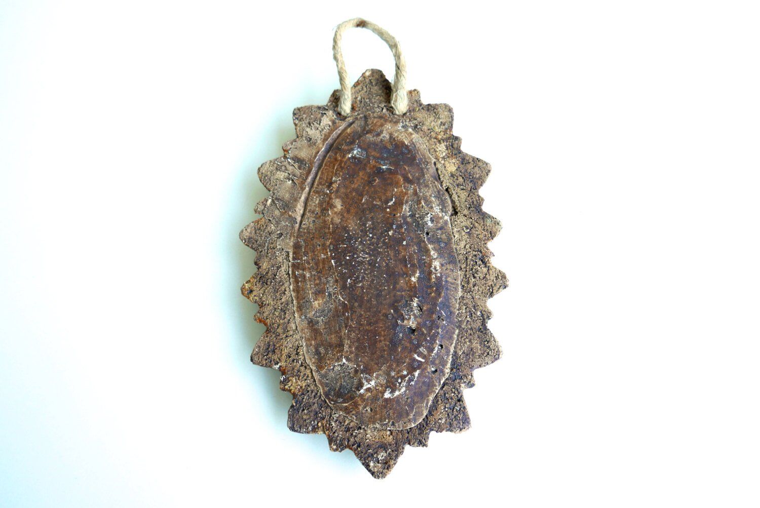 Mirror ceramic wheel, Vallauris, 60 years  - 22,3x14,5cm