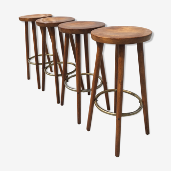 Set de 4 tabourets hauts en bois massif