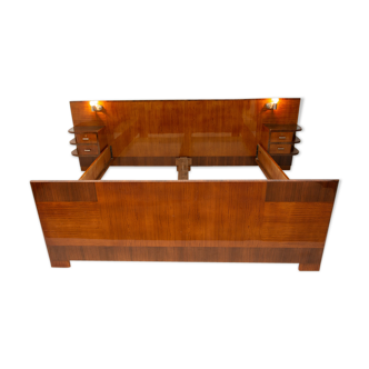 Functionalist double bed with night stands by Vlastimil Brozek, 1930’s