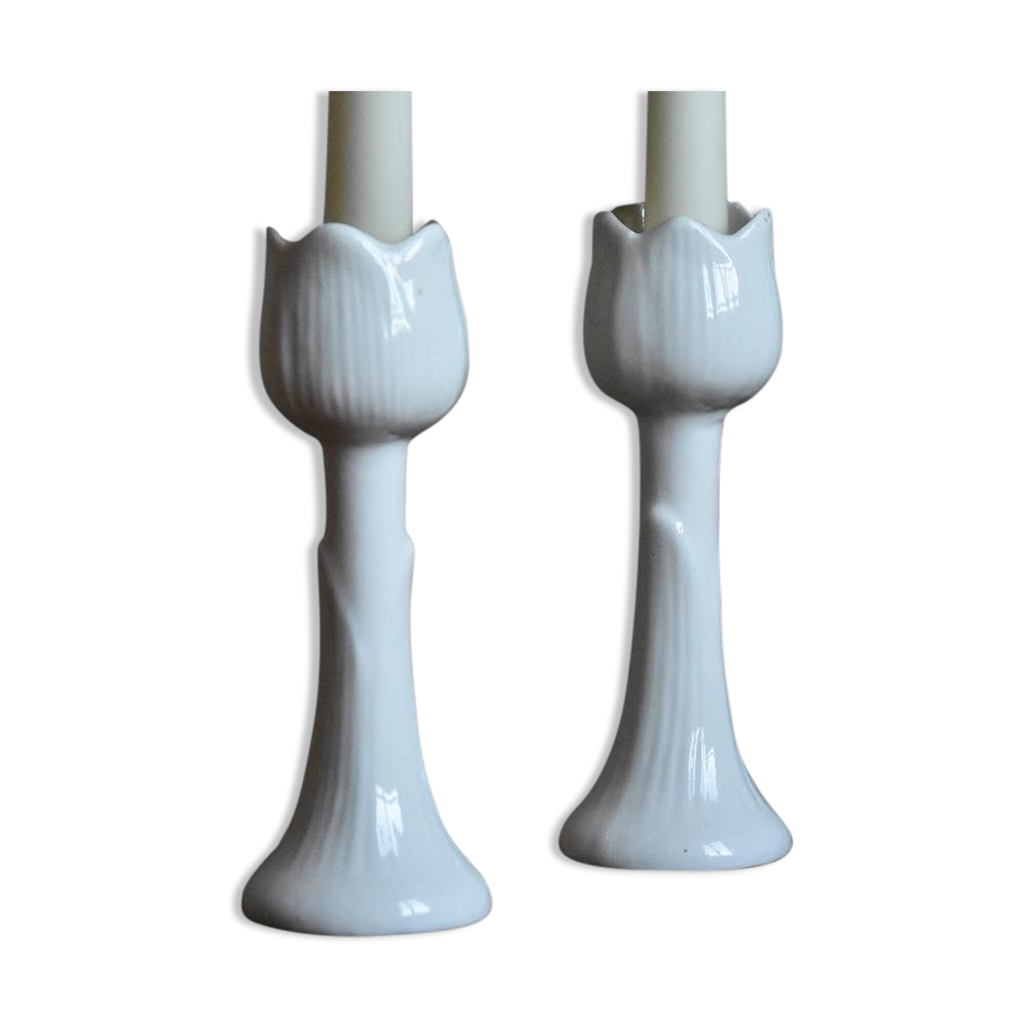 Pair tulip candlesticks