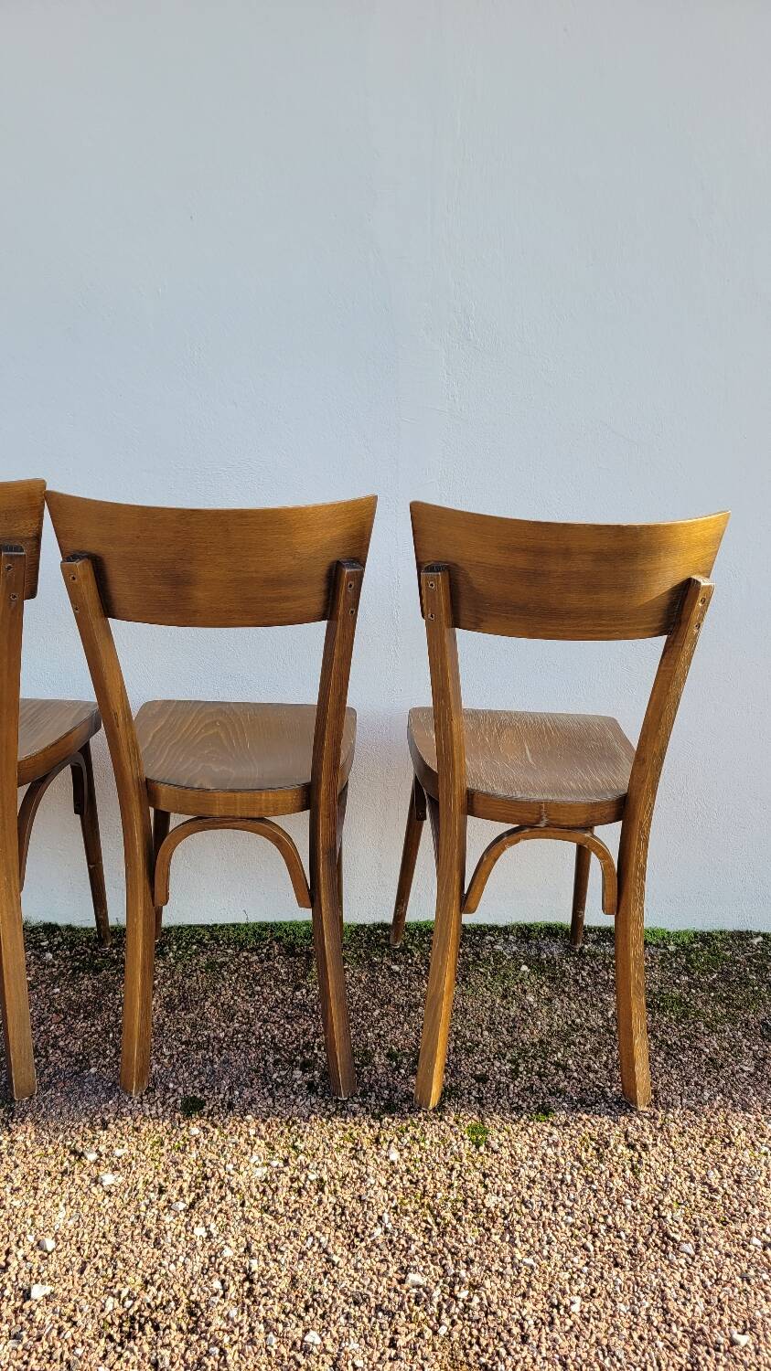 Series of 6 vintage old restaurant bistro chairs - 1950s