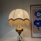 Hand-cut crystal and white marble lamp 57 cm