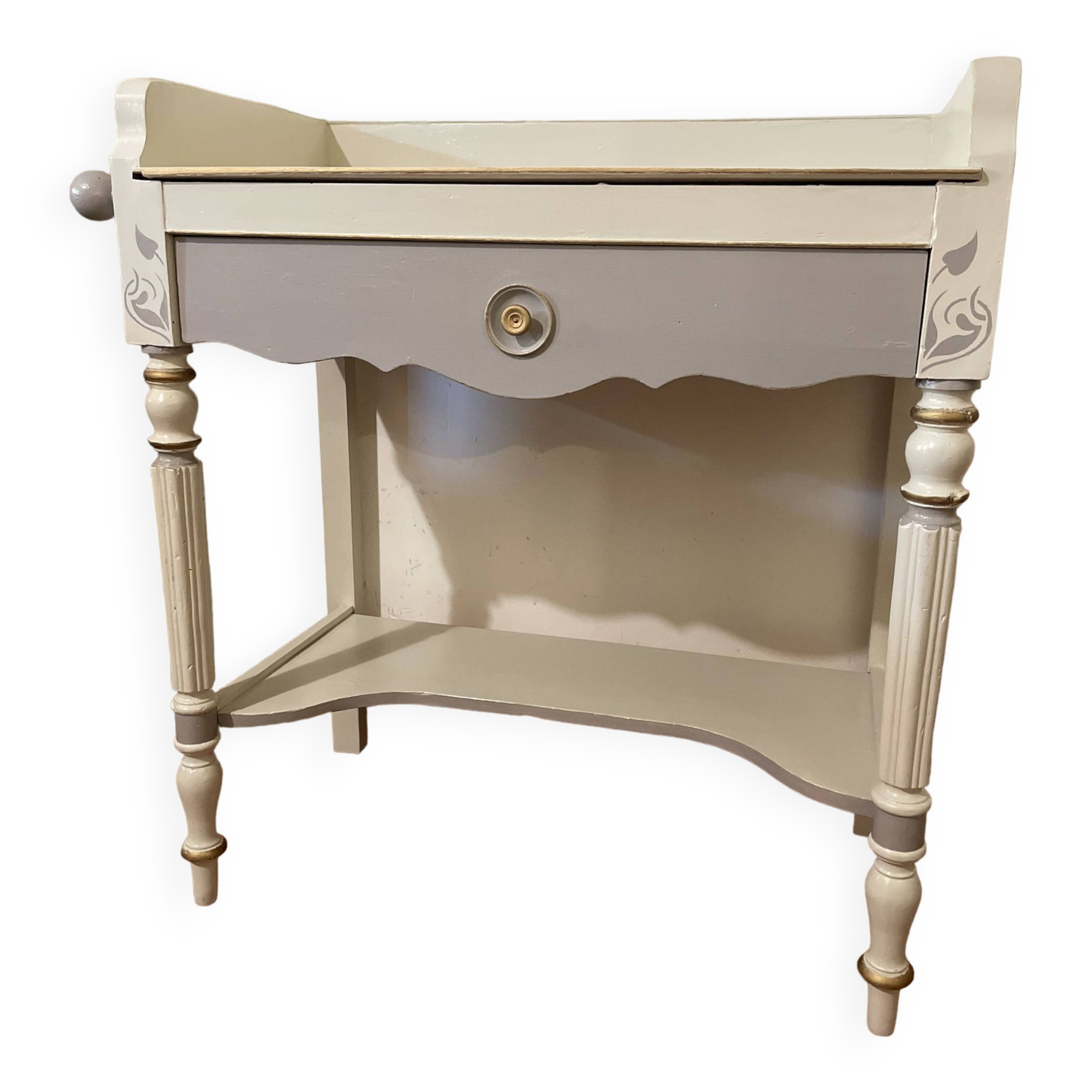 Desserte ou petit bureau beige et taupe