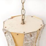 Vintage glass and brass suspension, vintage chandelier.