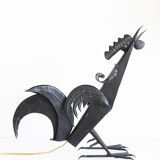 Lampe brutaliste coq en tôle noire