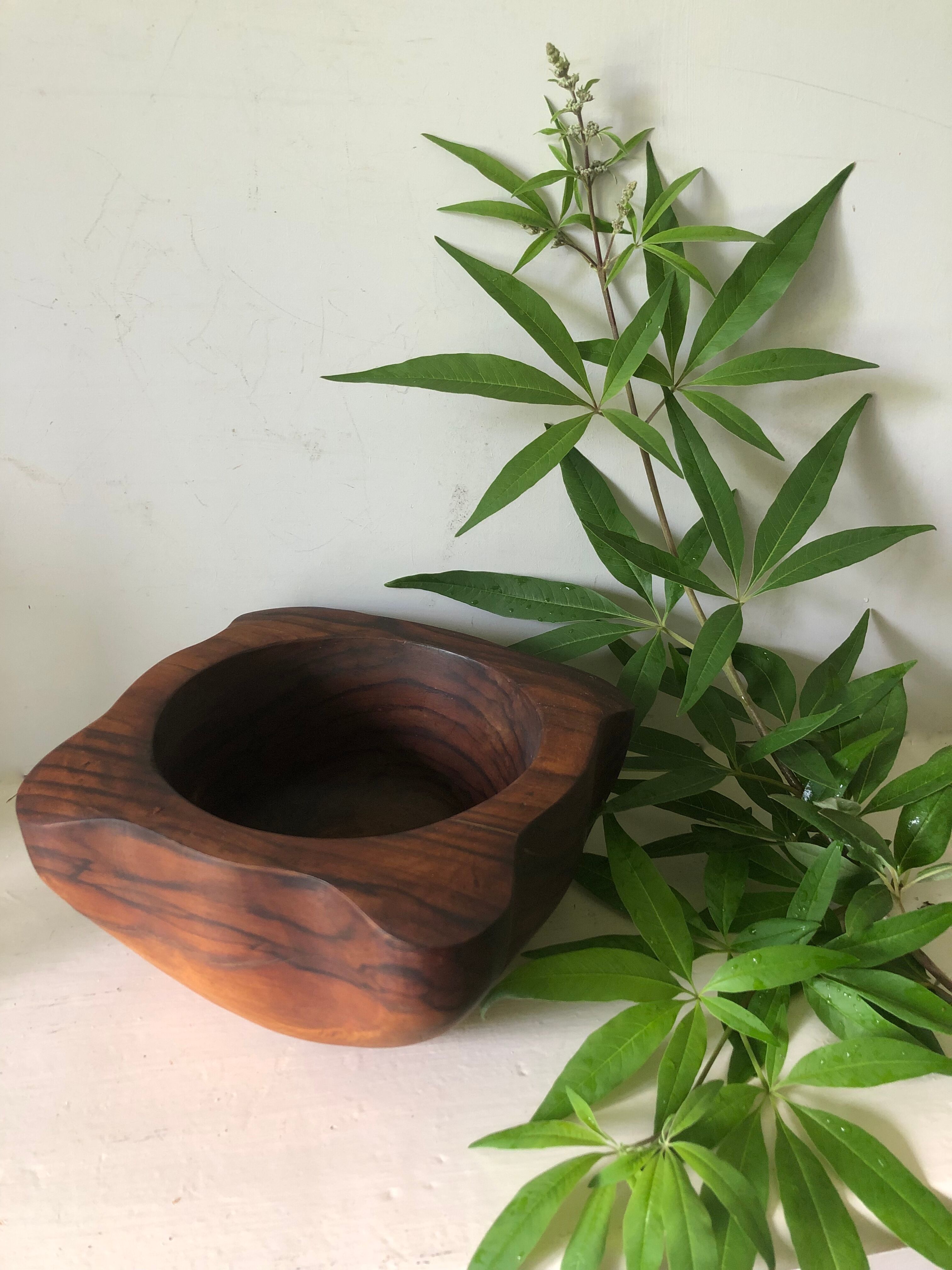 Large mortar in olive wood