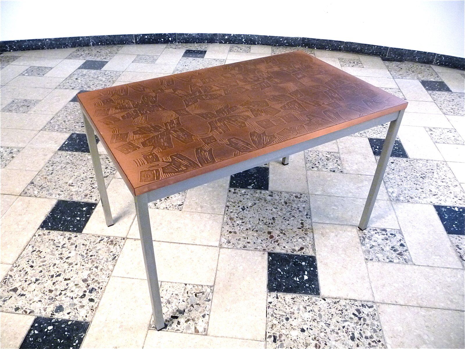 Copper side table with abstract relief from Opal Möbel, West-Germany 1960s