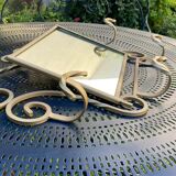 Wall-mounted gilded wrought iron coat rack with mirror