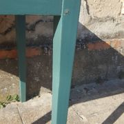 Table de ferme d'appoint patine turquoise