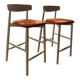 Miniforms - set of 2 high chairs in wood and "claretta" fabric by Miniforms.