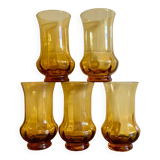 5 glasses orangeade blown glass