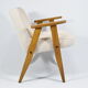 Classic Vintage armchair,  model 366, 1960s, cream fabric, teak wood