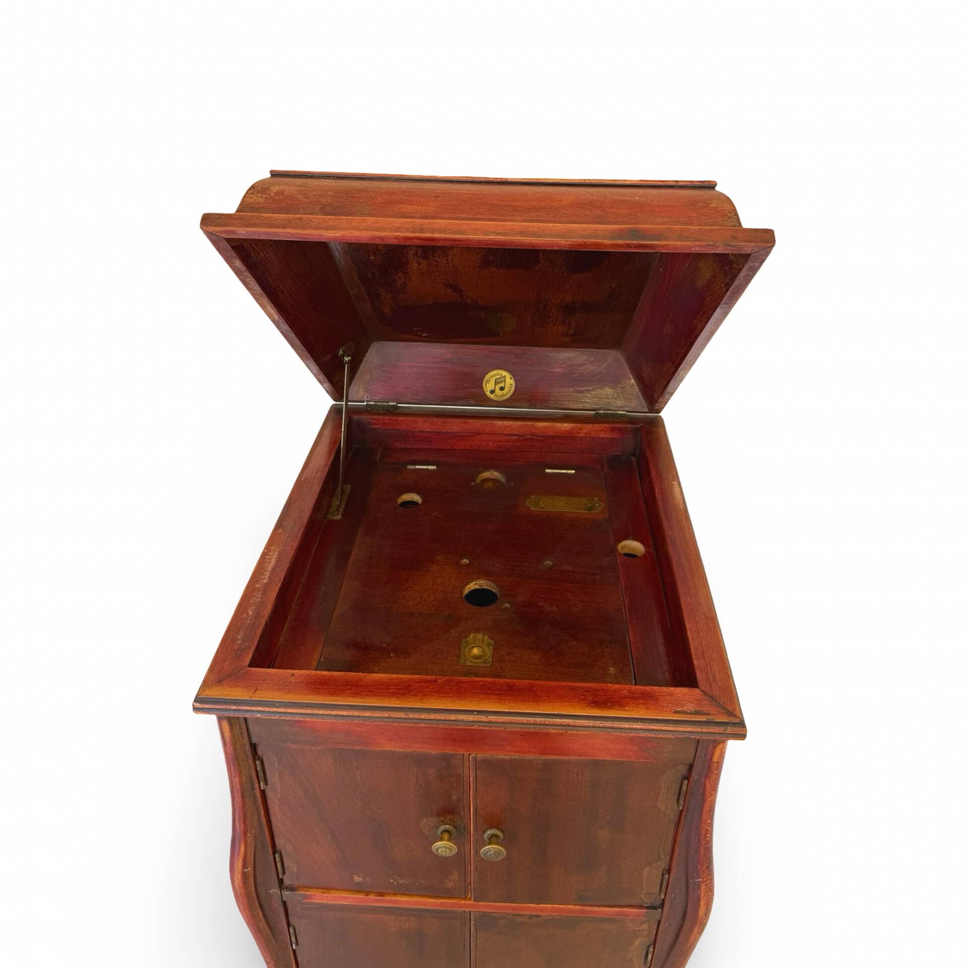 Italian floor-model upright phonograph cabinet, 1900s