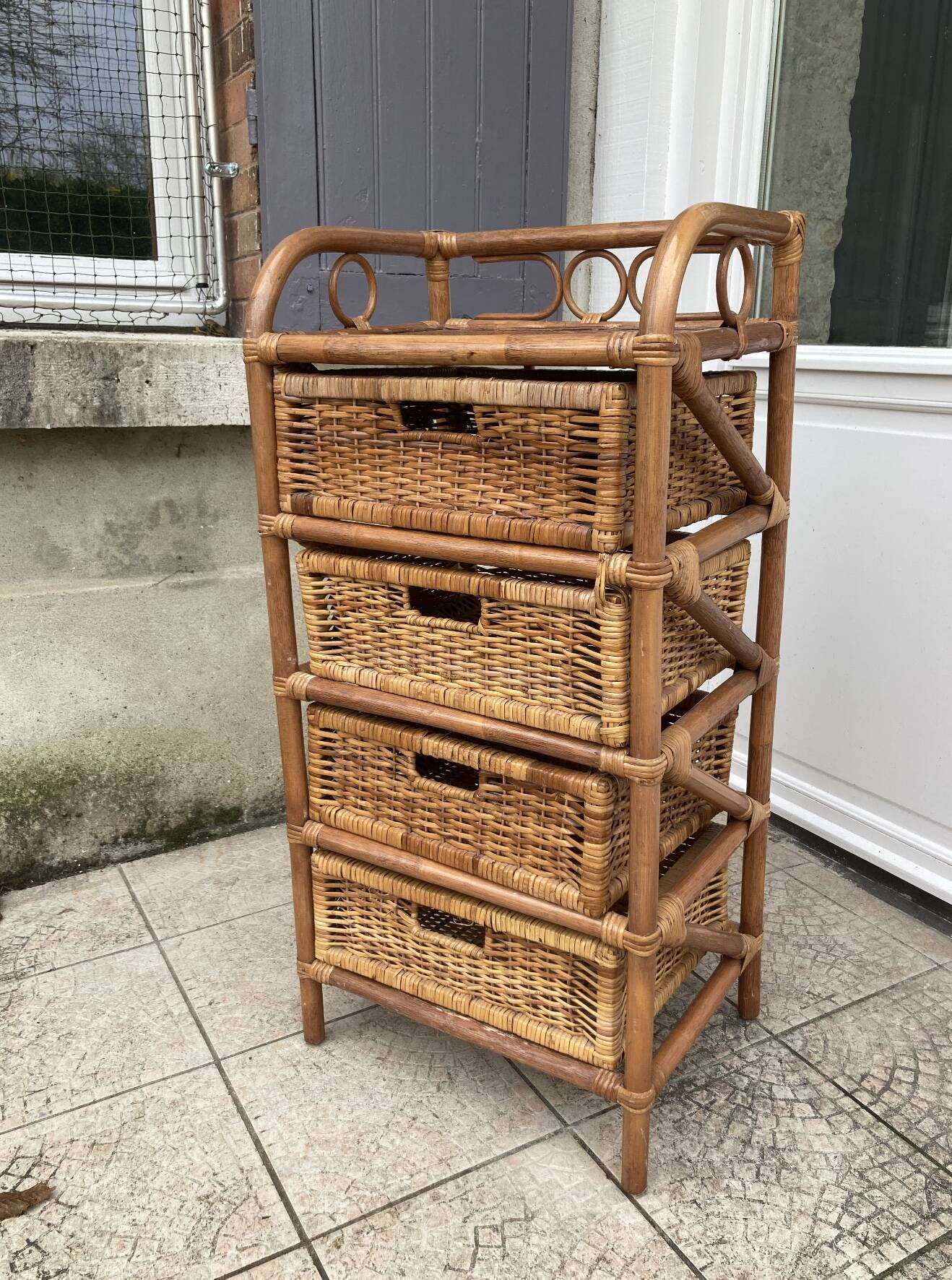 Vintage rattan chiffonier