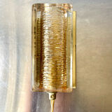 Scandinavian midcentury wall light in crystal and brass