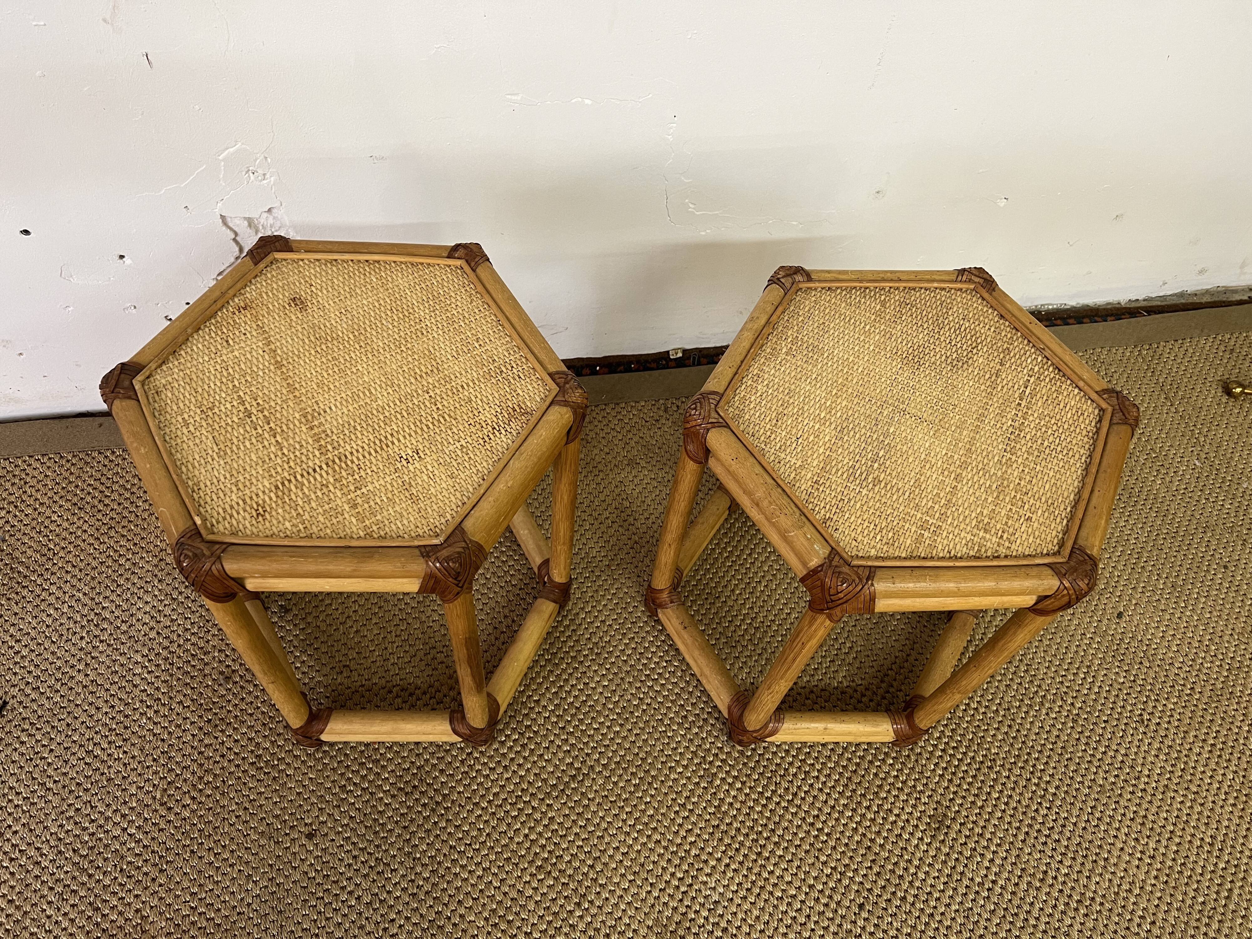 Pair of rattan bedside tables or end tables