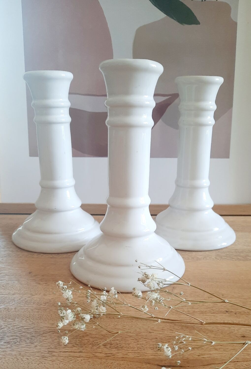 Malicorne white ceramic candle holder
