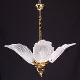 Elegant Murano Candlestick with 5 Leaves in Grit