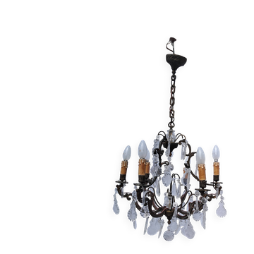 Chandelier with antique crystal pendants