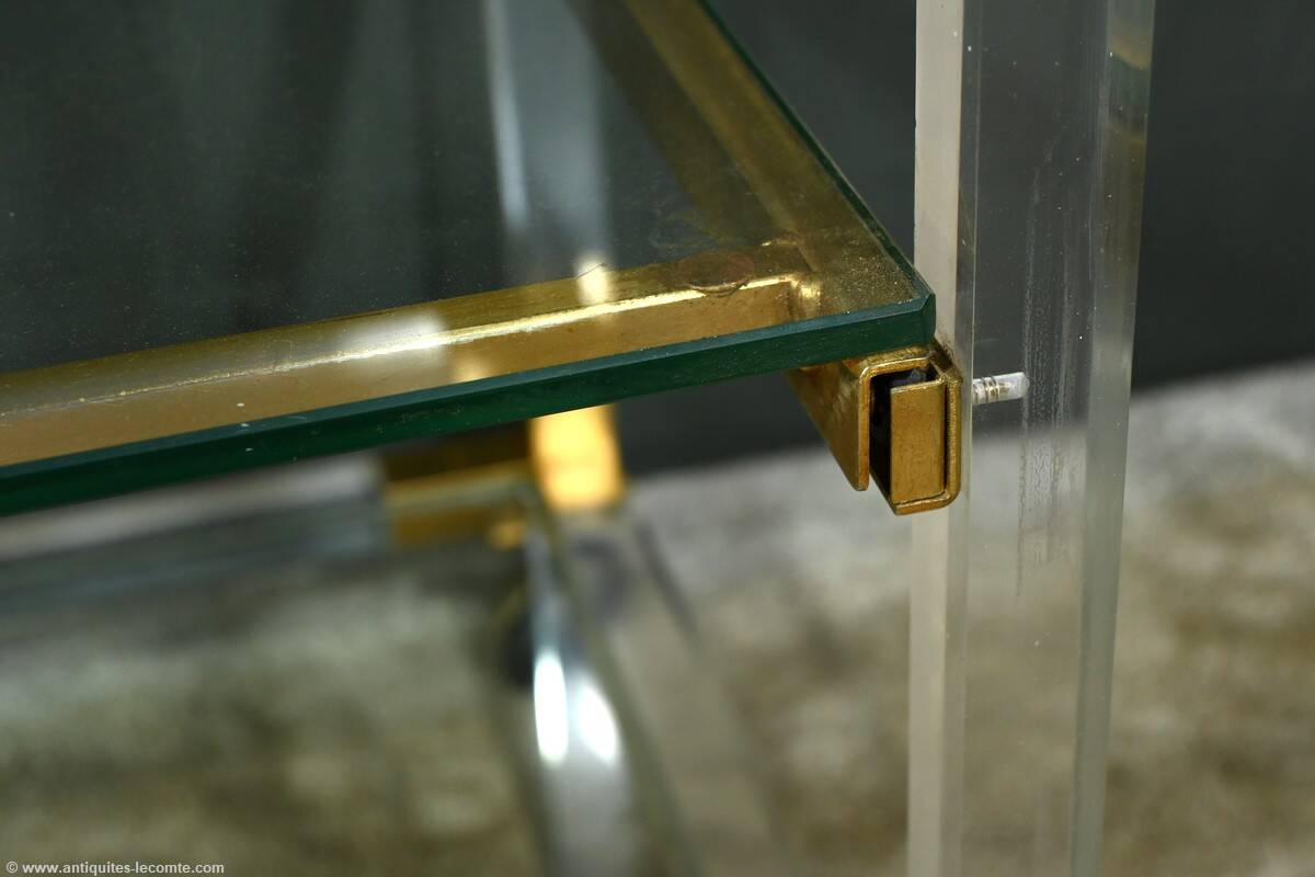 Rolling acrylic and brass serving table – 1960