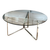 Vintage Mid Century Chrome & Glas Bauhaus Coffee Table