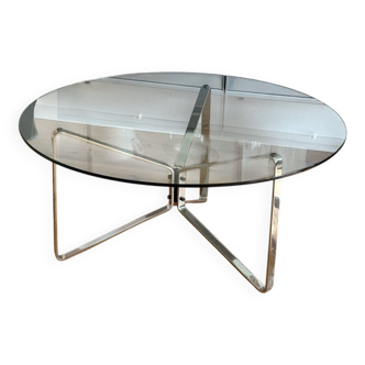 Vintage Mid Century Chrome & Glas Bauhaus Coffee Table