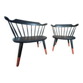 Lot de deux fauteuils en bois style scandinave