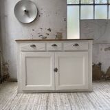 Meuble de métier enfilade patine blanche