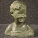 Sculpture in bronze painted terracotta bust of a child