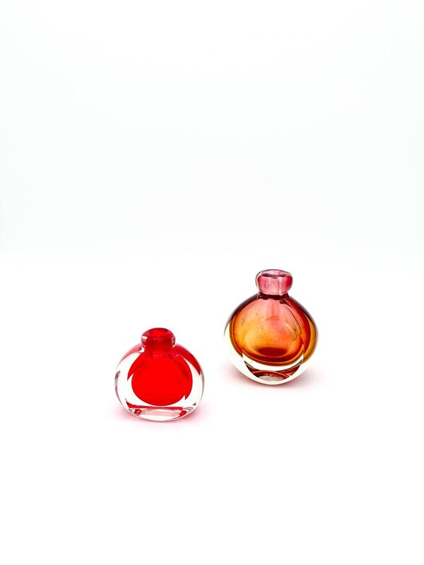 Paire de Vases Soliflores Sommerso en Cristal Taillé - Murano  1960
