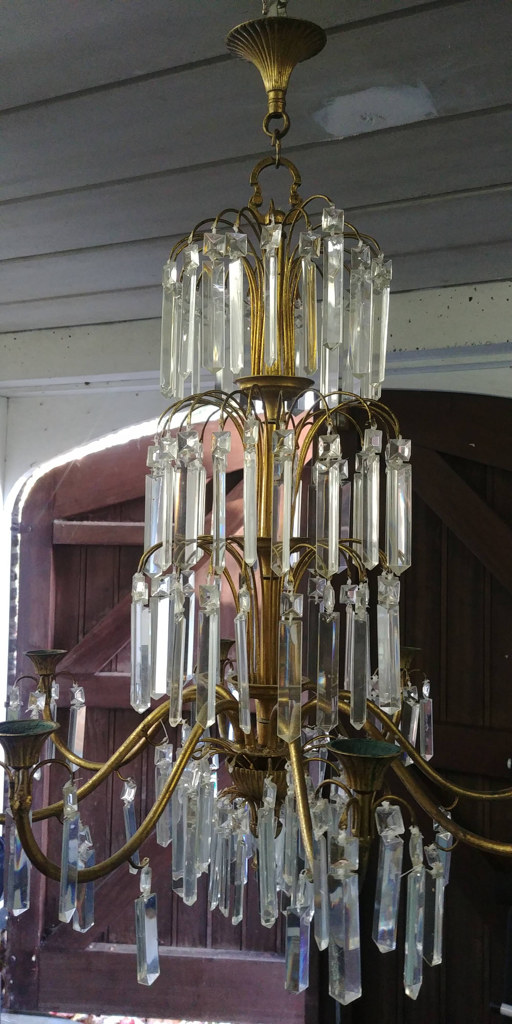 Lustre en laiton et pampilles