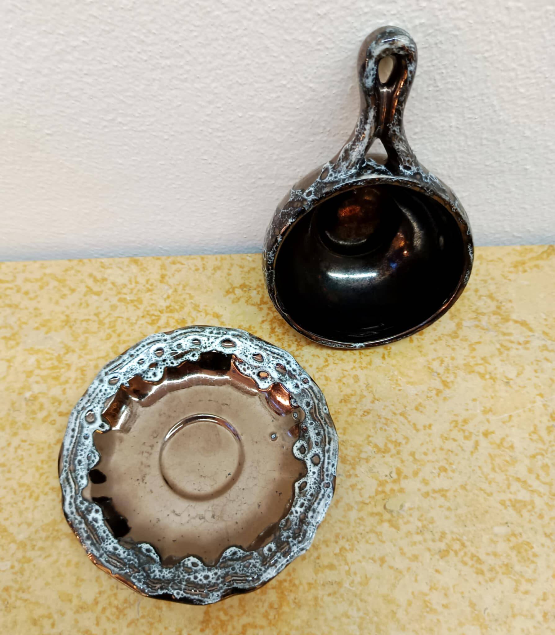 Six vintage Sars Poteries coffee cups, 1960