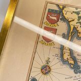 Carte marine océan atlantique vintage, encadrée