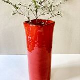 Large red glazed ceramic vase