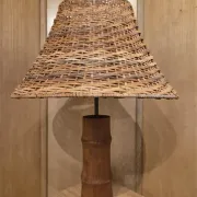 Wood and rattan lamp