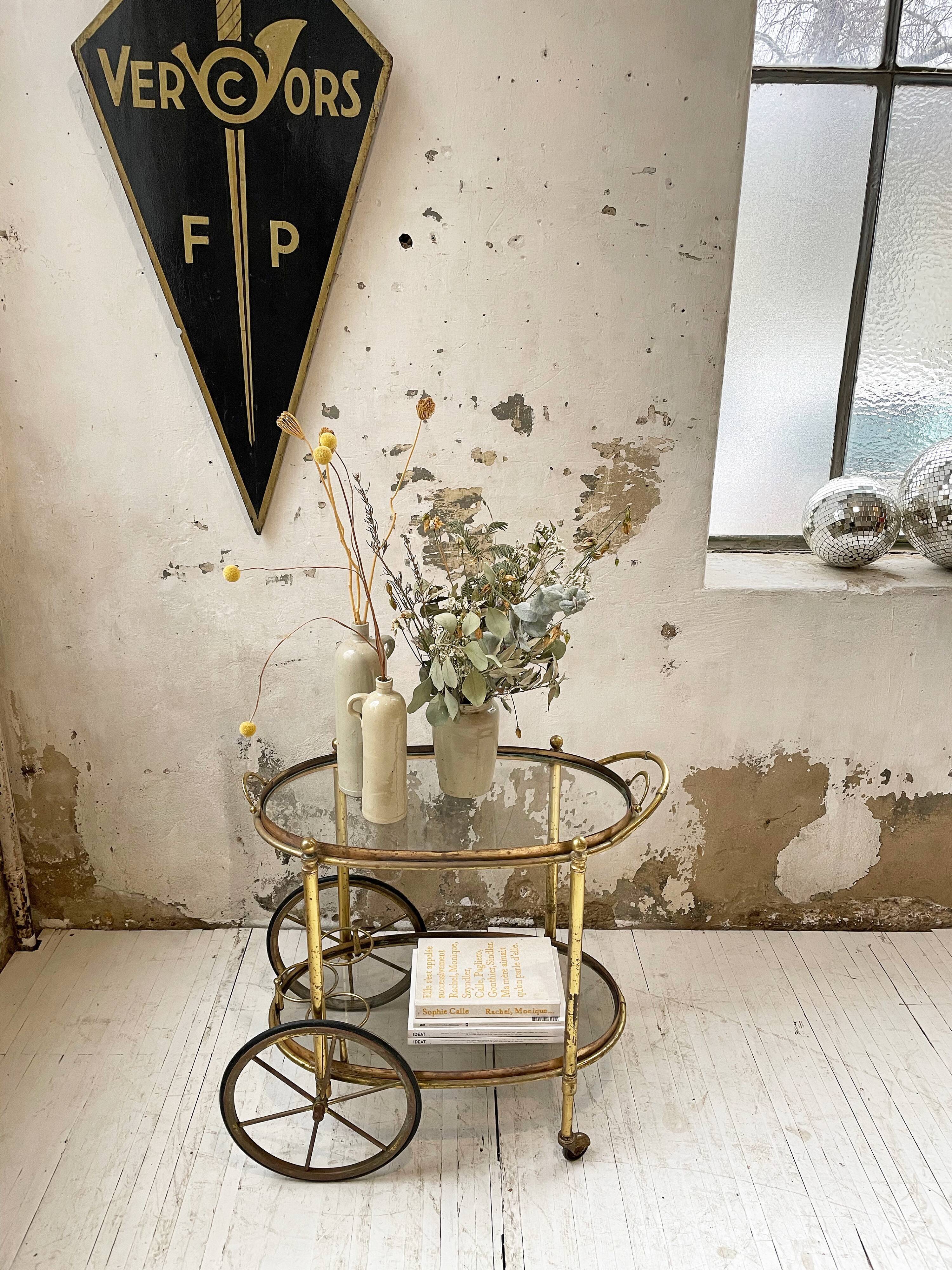 Cart serves brass bar