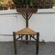 19th-century tripod corner chair, turned wood, Dutch rush.