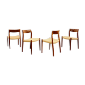 Mid century teak dining chairs by Niels O. Møller for J.L. Moller, Model 77, Set of 4,Denmark, 1950s