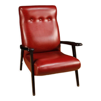 Italian design armchair in red faux leather from the 70s