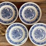 4 Staffordshire England “countryside” dinner plates
