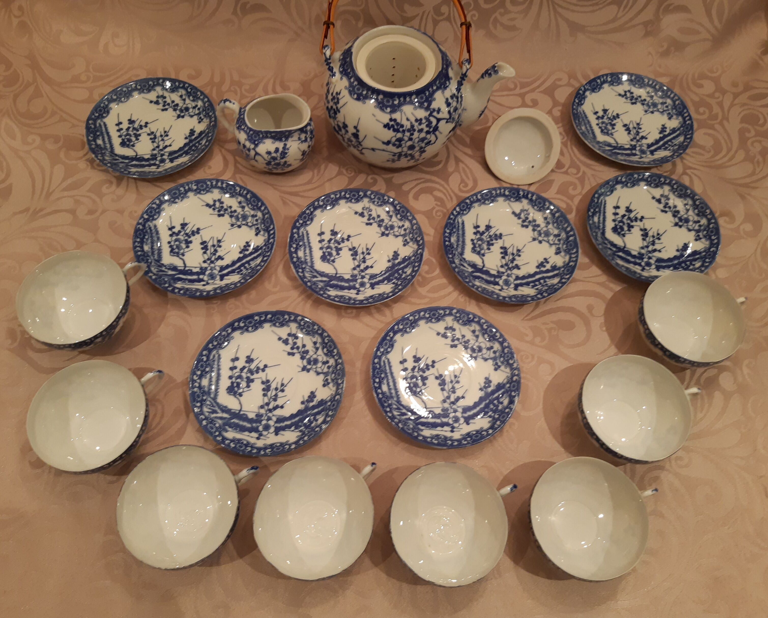 Tea set, 8 cups, fine porcelain from Japan, 40s/50s