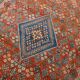 Vintage Turkish rug in brick red and indigo with floral design, 276 × 389 cm