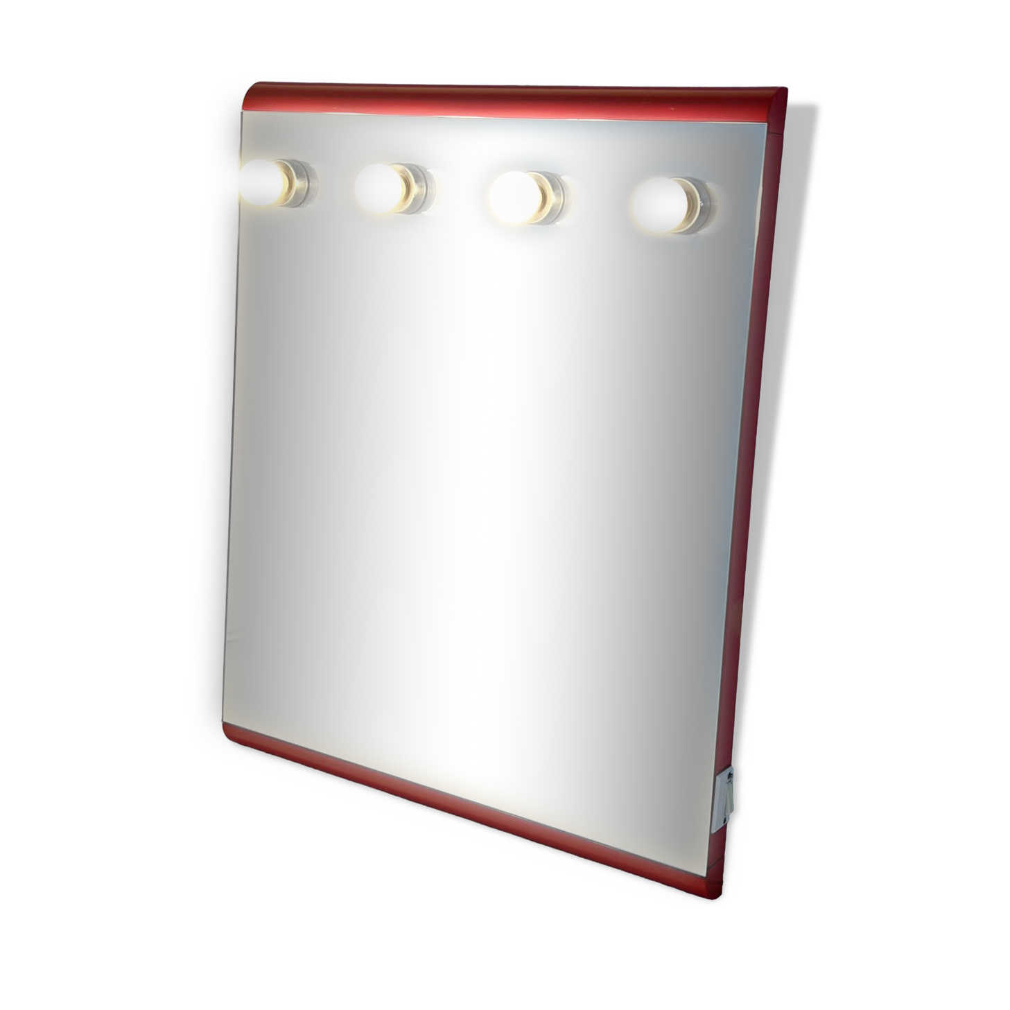 Mirror with integrated red bulbs by Makio Hasuike for Gedy, 1970